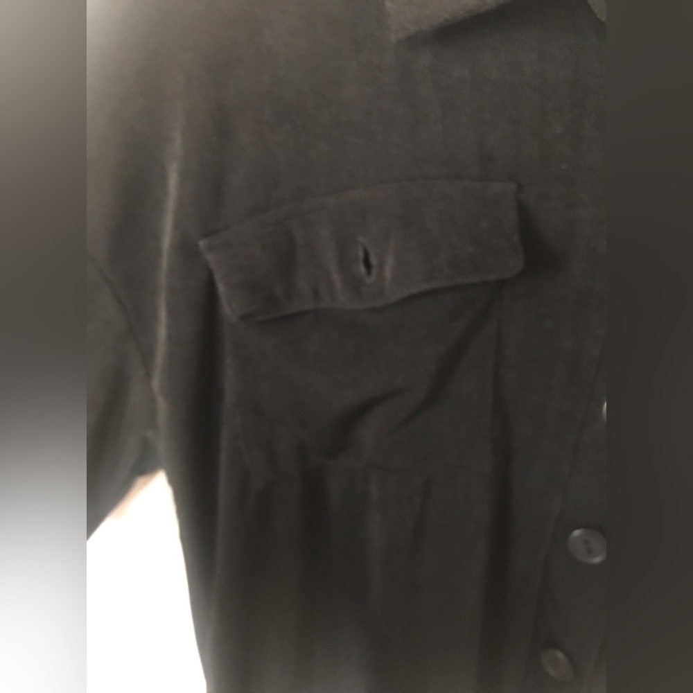 women's collared sports t shirt short sleeve black - Picture 7 of 8